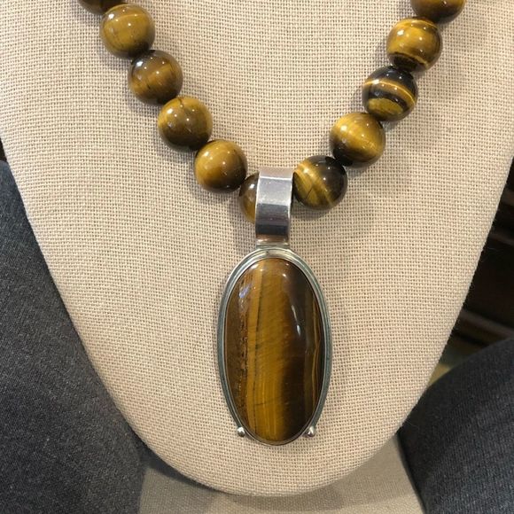 JAY KING DRT Tigers Eye Sterling Silver Necklace - Picture 4 of 9